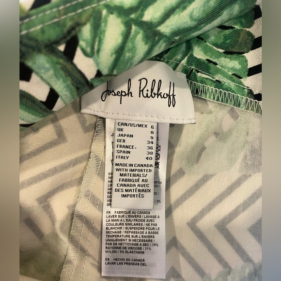 Joseph Ribkoff Tropical Palm Print Stretch Capri Pants Size S - Picture 6 of 9
